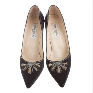 Black Jimmy choo pump satin cutout embellishments